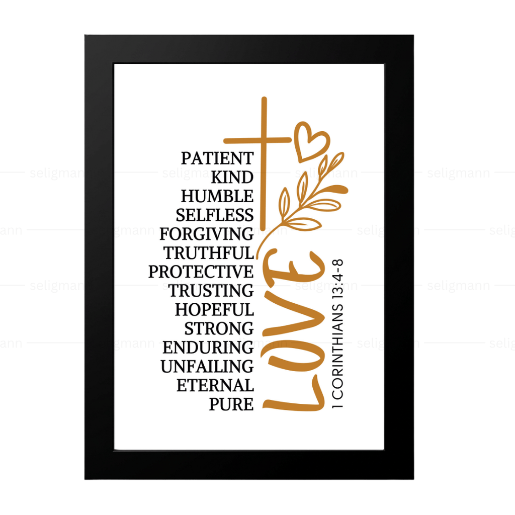 Inspirational Love Bible Verse Frame (1 Corinthians 13:4-8)