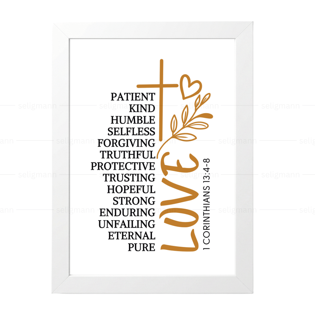 Inspirational Love Bible Verse Frame (1 Corinthians 13:4-8)