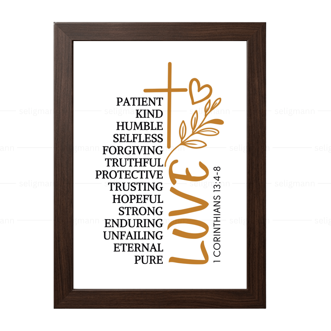 Inspirational Love Bible Verse Frame (1 Corinthians 13:4-8)