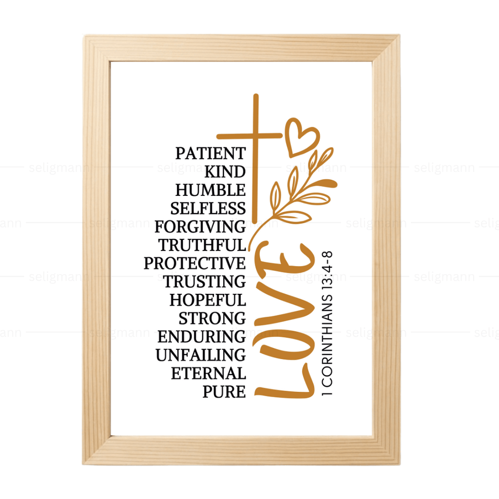 Inspirational Love Bible Verse Frame (1 Corinthians 13:4-8)