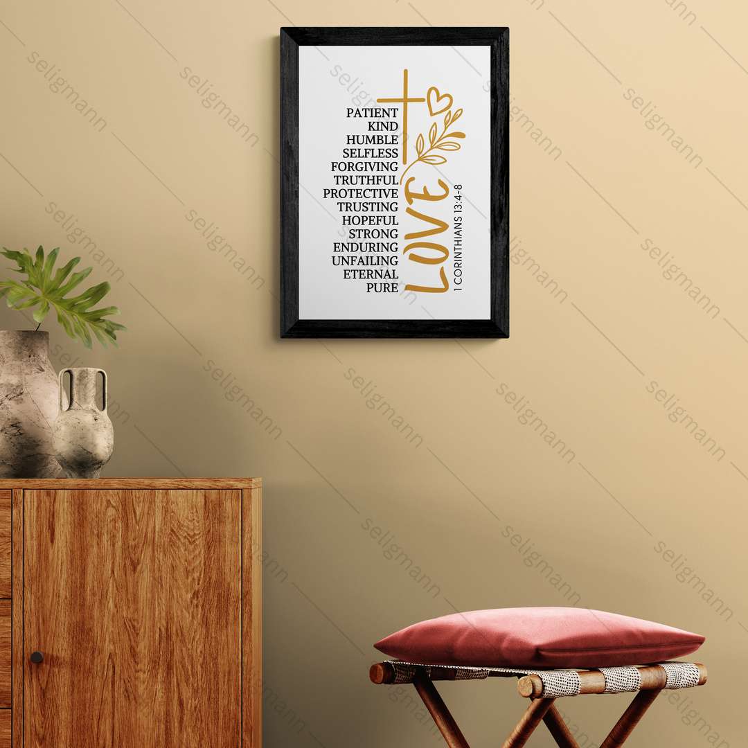 Inspirational Love Bible Verse Frame (1 Corinthians 13:4-8)