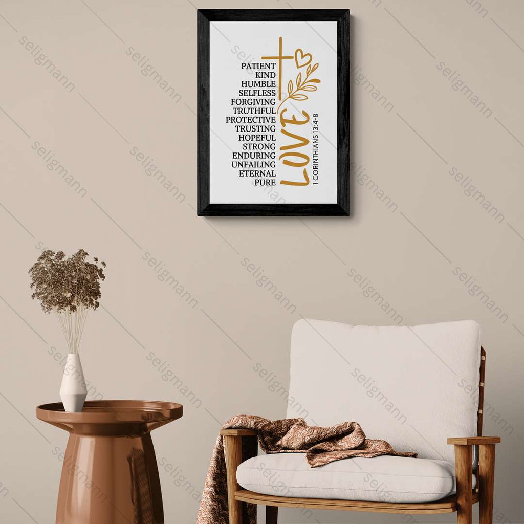 Inspirational Love Bible Verse Frame (1 Corinthians 13:4-8)